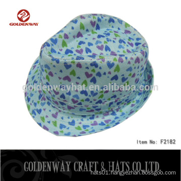 Custom blue child fedora hat with heart